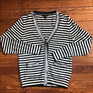 J.Crew- Striped Harlow Cardigan With Tweed Trim